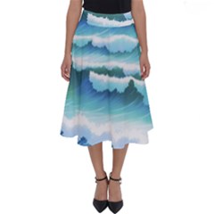 Ocean Sea Waves Beach Perfect Length Midi Skirt