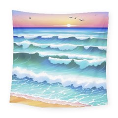 Ocean Sea Waves Beach Square Tapestry (Large)