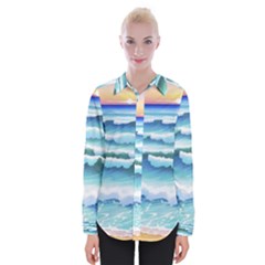 Ocean Sea Waves Beach Womens Long Sleeve Shirt