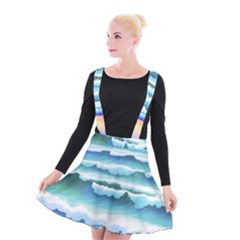 Ocean Sea Waves Beach Suspender Skater Skirt