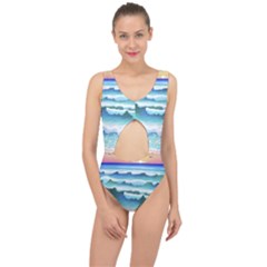 Ocean Sea Waves Beach Center Cut Out Swimsuit