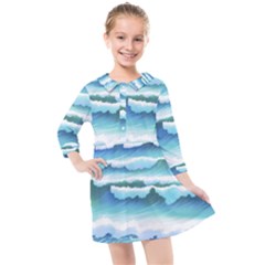 Ocean Sea Waves Beach Kids  Quarter Sleeve Shirt Dress