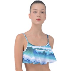 Ocean Sea Waves Beach Frill Bikini Top by Simbadda