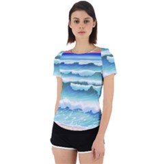 Ocean Sea Waves Beach Back Cut Out Sport Tee by Simbadda