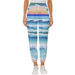 Ocean Sea Waves Beach Women s Cropped Drawstring Pants