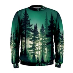 Magic Pine Forest Night Landscape Men s Sweatshirt by Simbadda