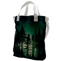 Magic Pine Forest Night Landscape Canvas Messenger Bag by Simbadda