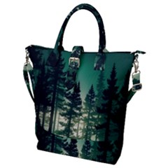 Magic Pine Forest Night Landscape Buckle Top Tote Bag by Simbadda