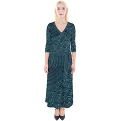 Wave Circle Ring Water Quarter Sleeve Wrap Maxi Dress