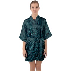 Wave Circle Ring Water Half Sleeve Satin Kimono 