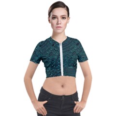 Wave Circle Ring Water Short Sleeve Cropped Jacket