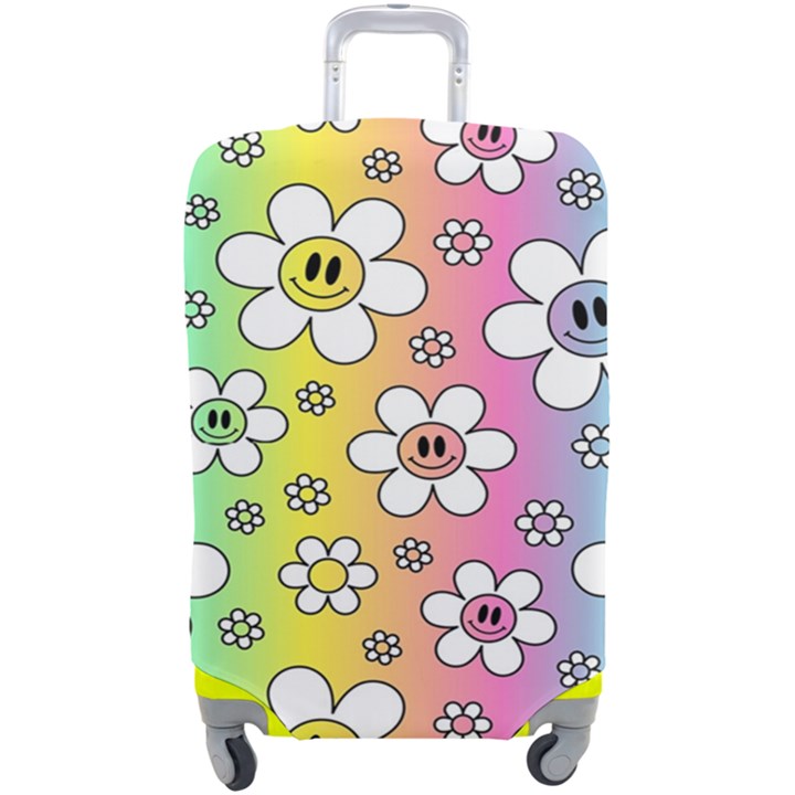 Funny Flowers Smile Face Camomile Luggage Cover (Large)