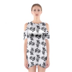 Alien Creatures Dance Pattern Shoulder Cutout One Piece Dress by dflcprintsclothing