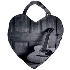 Acoustic Guitar Giant Heart Shaped Tote by artworkshop