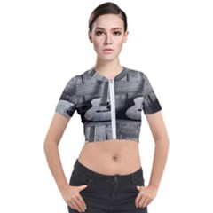 Acoustic Guitar Short Sleeve Cropped Jacket by artworkshop