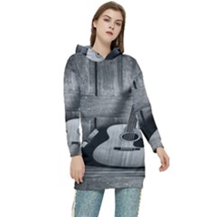 Acoustic Guitar Women s Long Oversized Pullover Hoodie by artworkshop