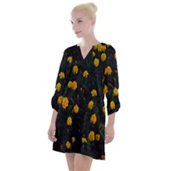 Bloomed Yellow Petaled Flower Plants Open Neck Shift Dress by artworkshop