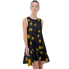 Bloomed Yellow Petaled Flower Plants Frill Swing Dress by artworkshop