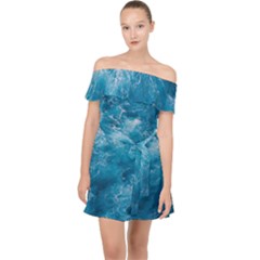 Blue Water Speech Therapy Off Shoulder Chiffon Dress by artworkshop