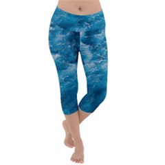 Blue Water Speech Therapy Lightweight Velour Capri Yoga Leggings by artworkshop