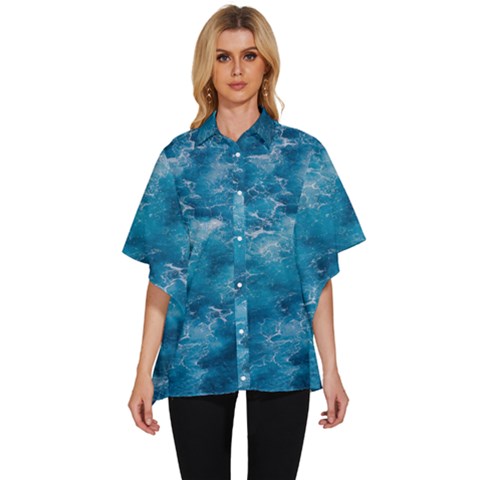 Blue Water Speech Therapy Women s Batwing Button Up Shirt by artworkshop