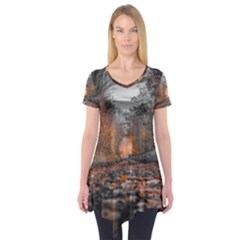 Breathe In Nature Background Short Sleeve Tunic  by artworkshop