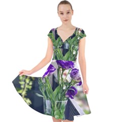 Cute Flower Wallpaper Cap Sleeve Front Wrap Midi Dress by artworkshop