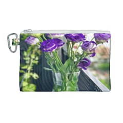 Cute Flower Wallpaper Canvas Cosmetic Bag (large)