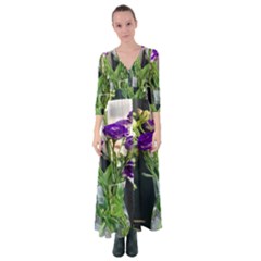 Cute Flower Wallpaper Button Up Maxi Dress by artworkshop