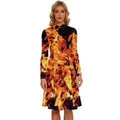 Live Coals Long Sleeve Shirt Collar A-line Dress by artworkshop