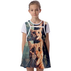 Crazy Cat Selfie Run Time Travel Can Be Dangerous Cat Love Kids  Short Sleeve Pinafore Style Dress by shoopshirt