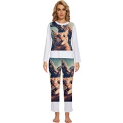 Crazy Cat Selfie Run Time Travel Can Be Dangerous Cat Love Womens  Long Sleeve Lightweight Pajamas Set