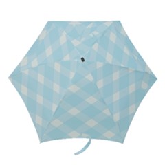 Baby Blue And White Plaid  Mini Folding Umbrella by Khoncepts