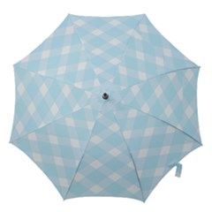 Baby Blue And White Plaid  Hook Handle Umbrella (medium) by Khoncepts