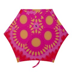  Pink And Orange Watercolor Mandala  Mini Folding Umbrella by Khoncepts