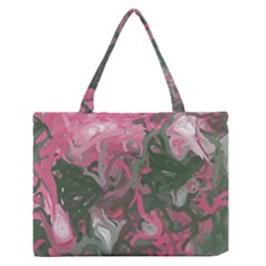 Pink, White And Green Abstract  Zipper Medium Tote Bag by Khoncepts