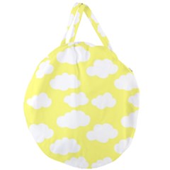 Cute Yellow White Clouds Giant Round Zipper Tote by ConteMonfrey