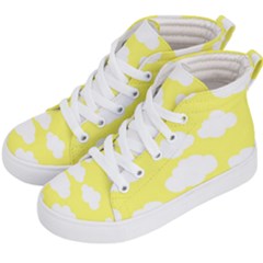 Cute Yellow White Clouds Kids  Hi-top Skate Sneakers by ConteMonfrey