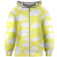 Cute Yellow White Clouds Kids  Zipper Hoodie Without Drawstring by ConteMonfrey