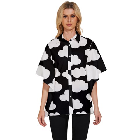 Bw Clouds Women s Batwing Button Up Shirt by ConteMonfrey