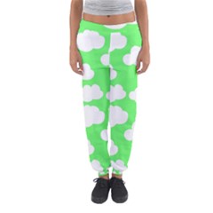 Green And White Cute Clouds  Women s Jogger Sweatpants by ConteMonfrey