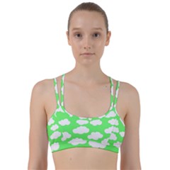 Green And White Cute Clouds  Line Them Up Sports Bra by ConteMonfrey