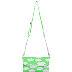 Green And White Cute Clouds  Mini Crossbody Handbag by ConteMonfrey