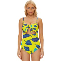 Sheets Pattern Picture Detail Knot Front One-piece Swimsuit by Simbadda