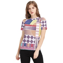 Abstract Shapes Colors Gradient Women s Short Sleeve Rash Guard by Simbadda