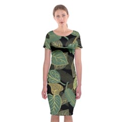 Autumn Fallen Leaves Dried Leaves Classic Short Sleeve Midi Dress by Simbadda