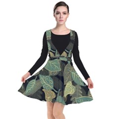 Autumn Fallen Leaves Dried Leaves Plunge Pinafore Dress by Simbadda