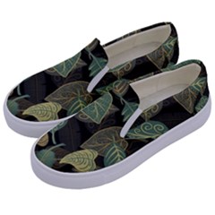 Autumn Fallen Leaves Dried Leaves Kids  Canvas Slip Ons by Simbadda