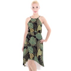Autumn Fallen Leaves Dried Leaves High-low Halter Chiffon Dress  by Simbadda