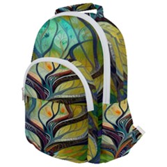 Tree Magical Colorful Abstract Metaphysical Rounded Multi Pocket Backpack by Simbadda